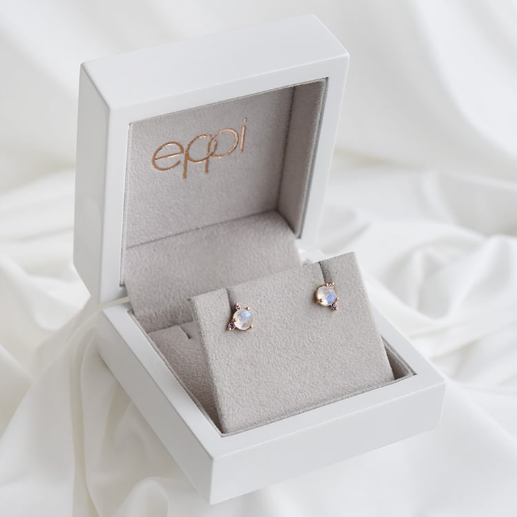 Zlaté náušnice s měsíčním kamenem, ametystem 89800