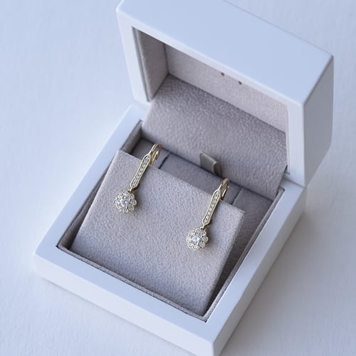 Zlaté visací náušnice s diamanty Ingo