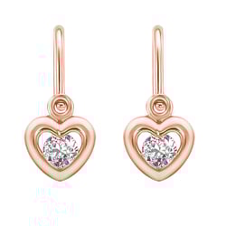 Zlaté dětské náušnice srdíčka s moissanity Aurora