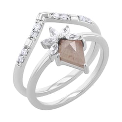 Set prstenů se salt and pepper diamantem, lab-grown diamanty a moissanity Leony