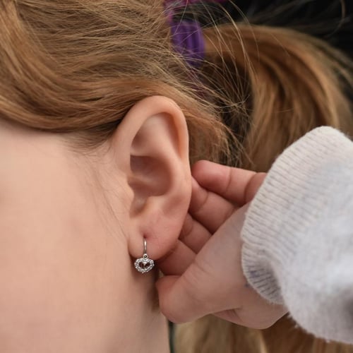 Zlaté dětské náušnice srdíčka s lab-grown diamanty Adeliza