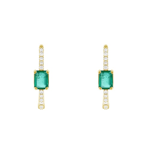Kruhové náušnice s diamanty a smaragdy Jade
