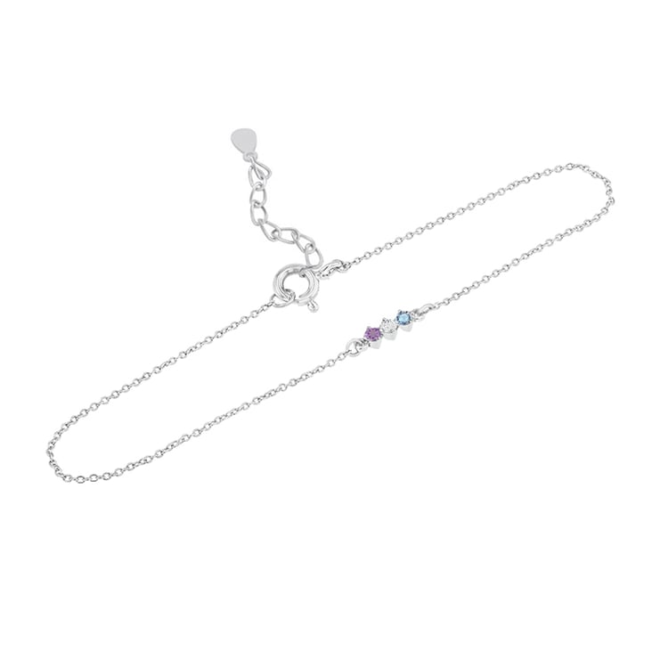 Stříbrný náramek s ametystem, safírem a topazem Joe