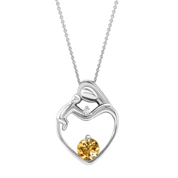 Přívěsek matka a dítě s citrínem a diamantem Ella