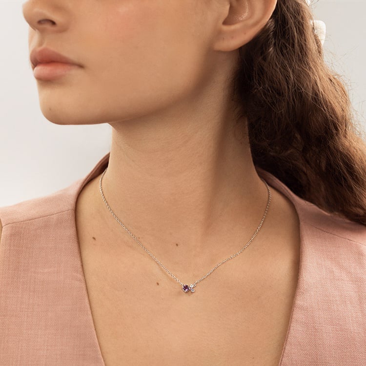 Fialový cluster náhrdelník s ametystem a drahokamy Millie 153293