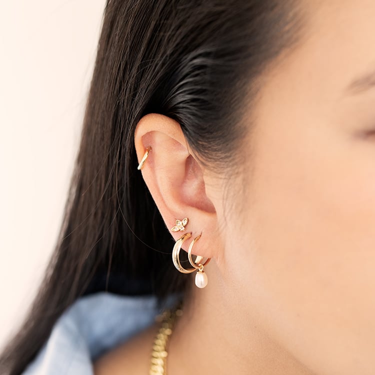 Zlaté visací náušnice s perlami Margo 124523