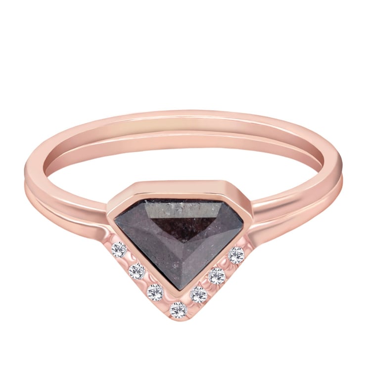 Zásnubní set zlatých prstenů se salt'n'pepper diamantem 34601