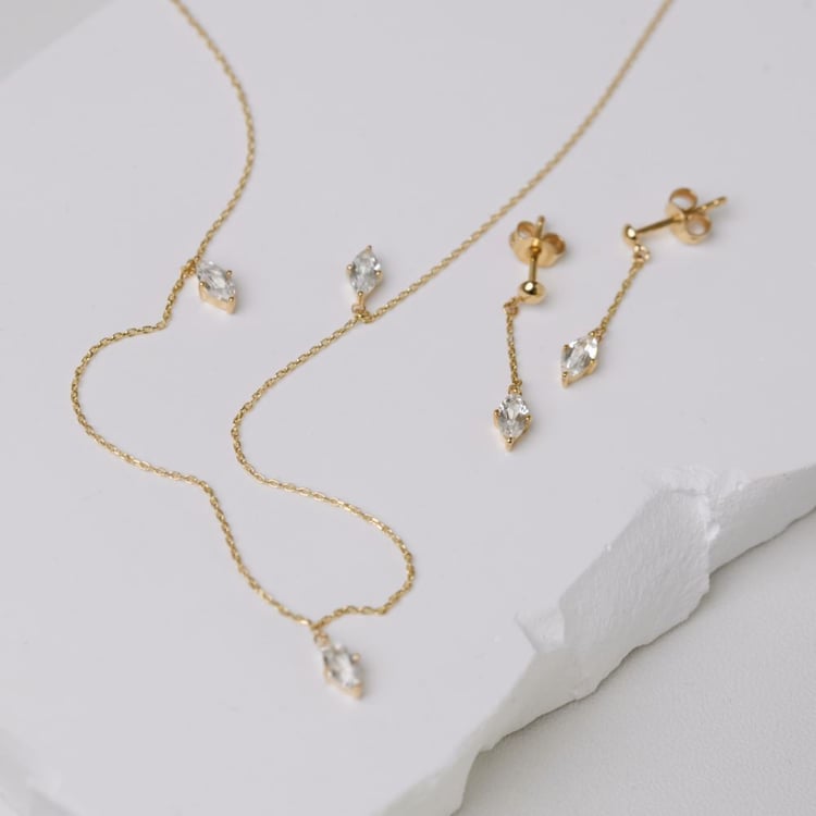 Zlatá kolekce šperků s bílými topazy 164077