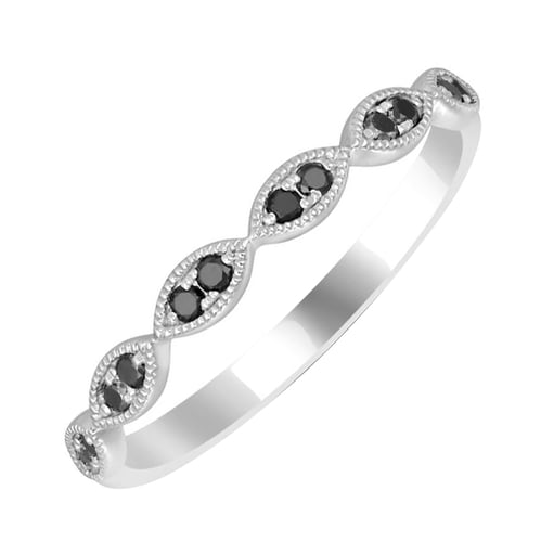 Něžný eternity prsten ze zlata s černými diamanty Talita