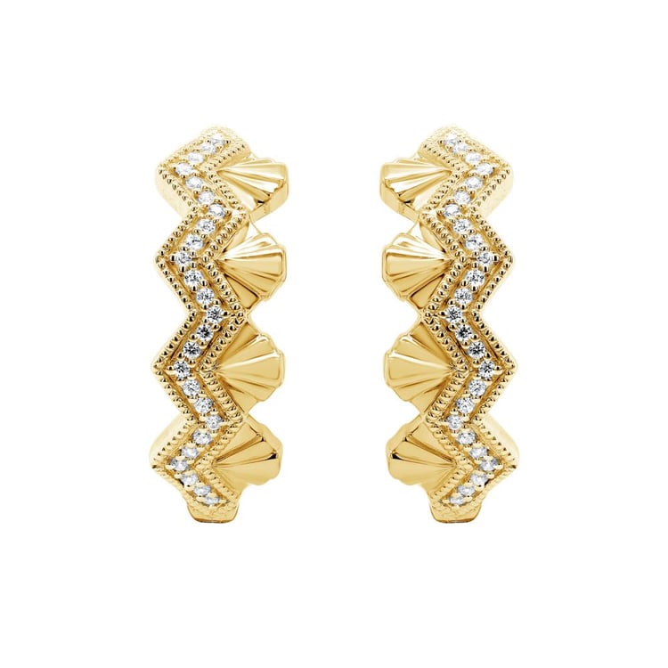 Stříbrné neobvyklé kruhové náušnice s diamanty Alva 160989