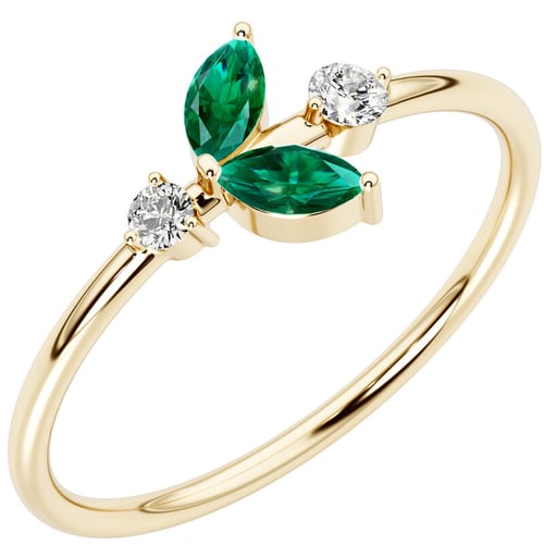 Cluster prsten s lab-grown smaragdy a diamanty Chace