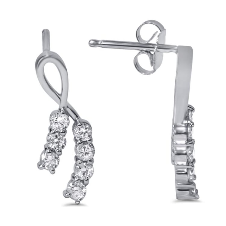 Zlaté náušnice ve tvaru stužky s diamanty Dinah