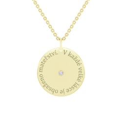 Přívěsek s citátem a diamantem Janet