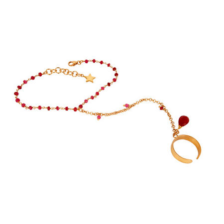 Pozlacený náramek s rubíny