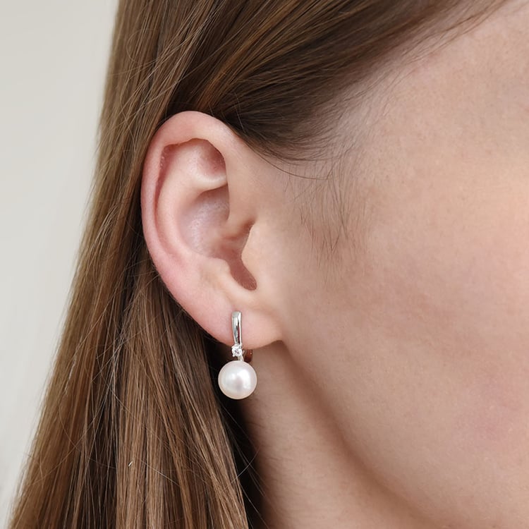 Stříbrné náušnice s perlami a zirkony 88046