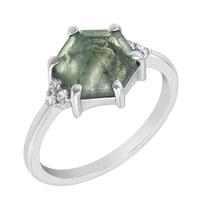 Unikátní zlatý prsten s mechovým achátem Yasmeen