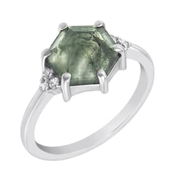 Unikátní zlatý prsten s mechovým achátem Yasmeen