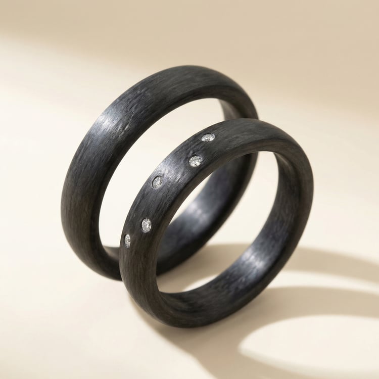 Karbonové snubní prsteny s diamantem Lola 166653