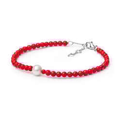 Korálový stříbrný náramek s perlou Dolores