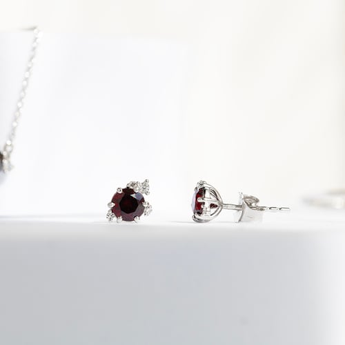 Cluster sada šperků s českými granáty a diamanty Odette