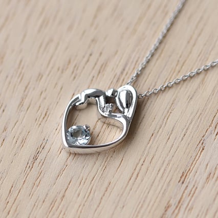 Přívěsek matka a dítě s akvamarínem a diamantem Ella