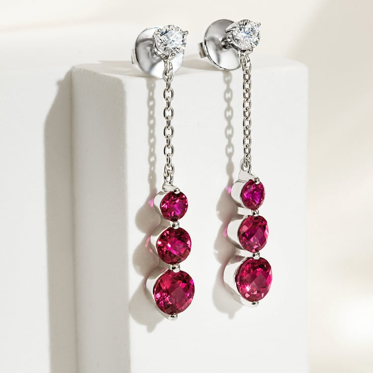 Stříbrné náušnice s rubíny Vasia 161551