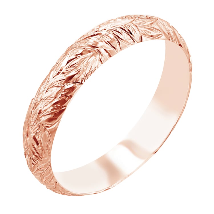 Snubní prsteny s ruční rytinou listů Mylie 116887