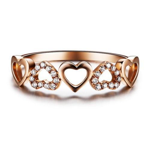 Zlatý prsten plný srdcí a diamantů Jenell 5064
