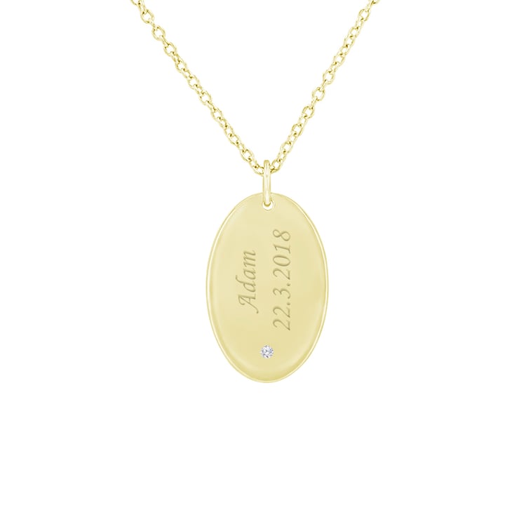 Zlatý přívěsek s diamantem a gravírem písmene E