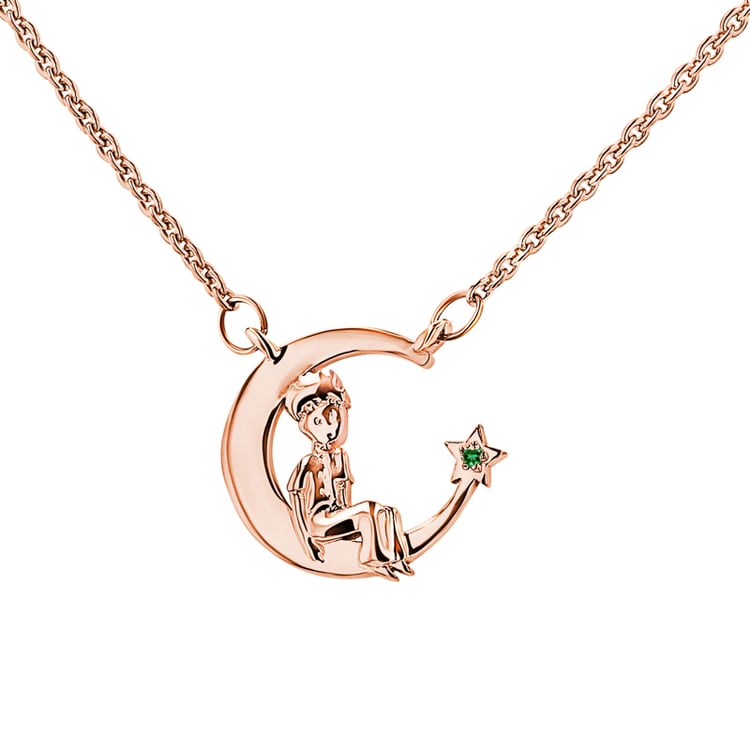 Náhrdelník ve tvaru měsíčku s výběrem drahokamu Malý princ 148492
