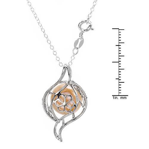 Náhrdelník s růžovou perlou stříbrný 1684