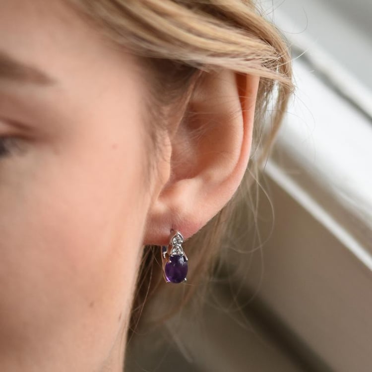 Náušnice s ametysty a zirkony 49320