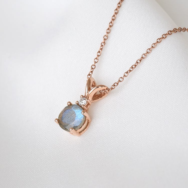 Zlatý labradoritový přívěsek s diamantem 78387