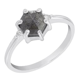 Zlatý prsten se salt and pepper diamantem a postranními lab-grown diamanty Felice