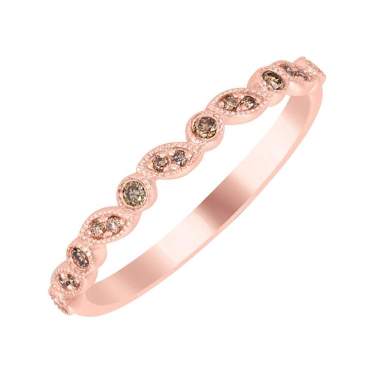 Champagne diamanty ve zlatém eternity prstenu