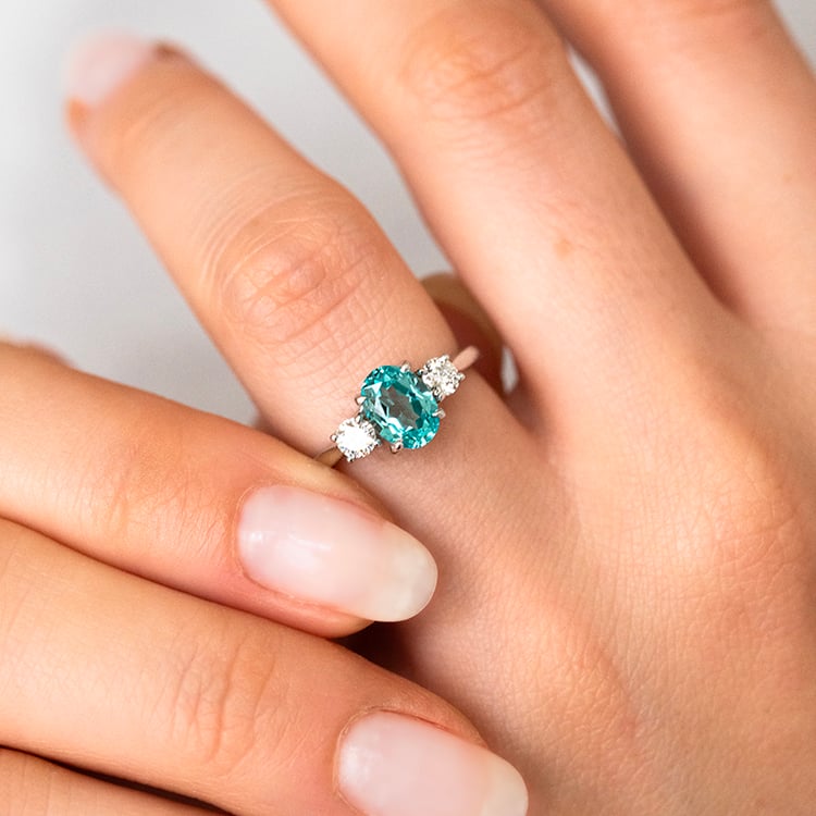 Zlatý prsten s lab-grown paraiba turmalínem a diamanty Brink 145124