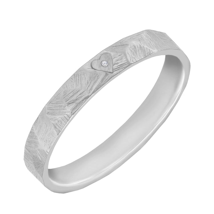 Tepané a škrábané snubní prsteny se srdcem a diamantem Ernie 106305