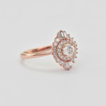 Zlatý prsten s moissanitem a lab-grown diamanty Deizy