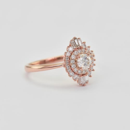 Zlatý prsten s moissanitem a lab-grown diamanty Deizy