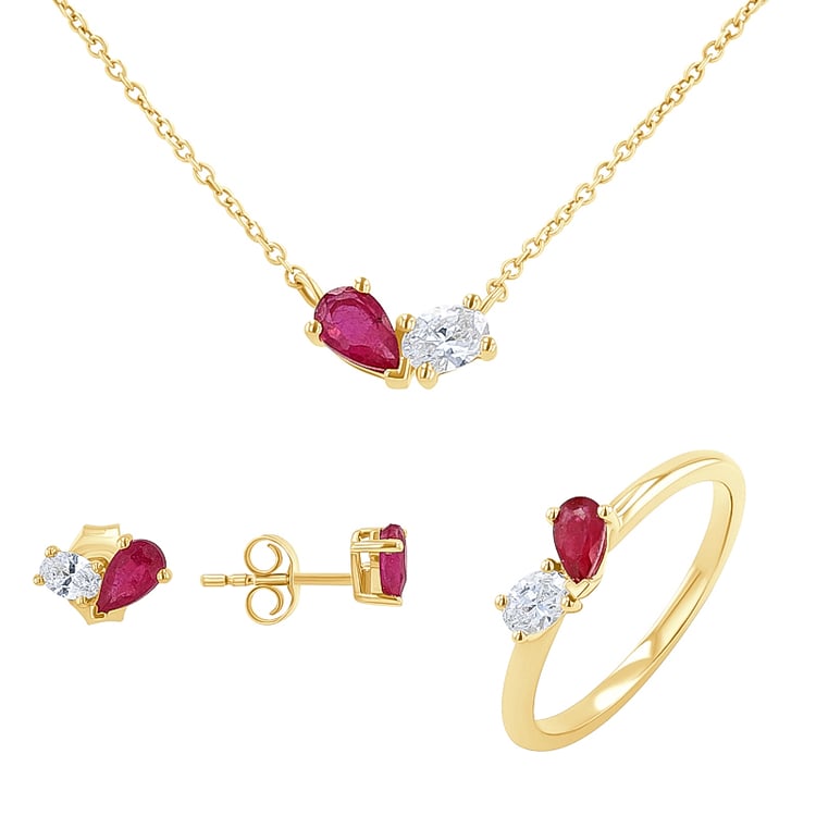 Kolekce šperků Toi et Moi s rubínem a lab-grown diamantem Ethelmary
