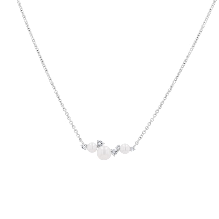 Stříbrný perlový náhrdelník s bílými topazy Tahira 164086