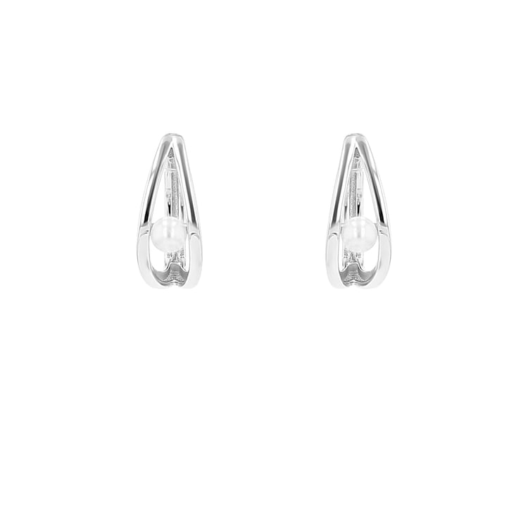 Stříbrné kruhové náušnice s perlami Kristie 115887