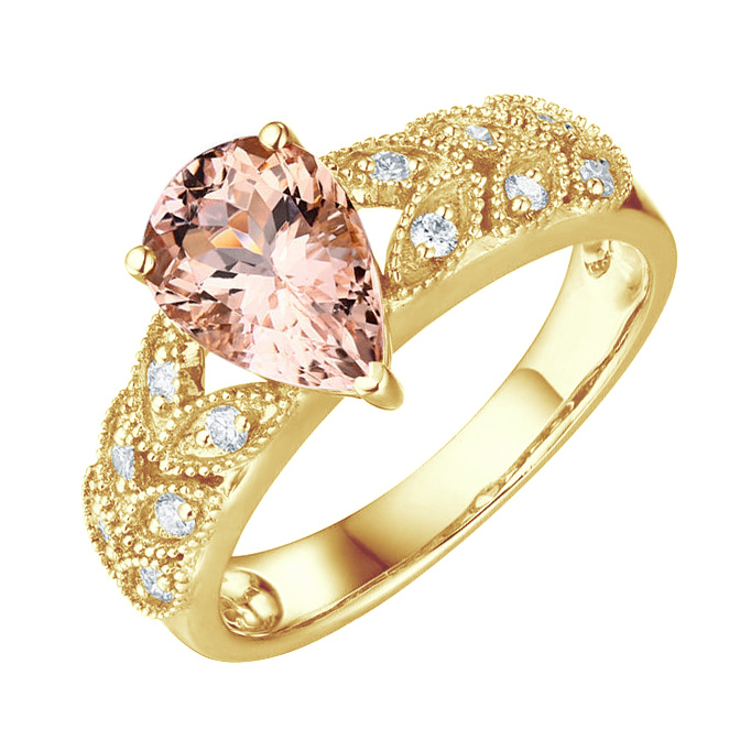 Zlatý prsten s morganitovou slzou 82392