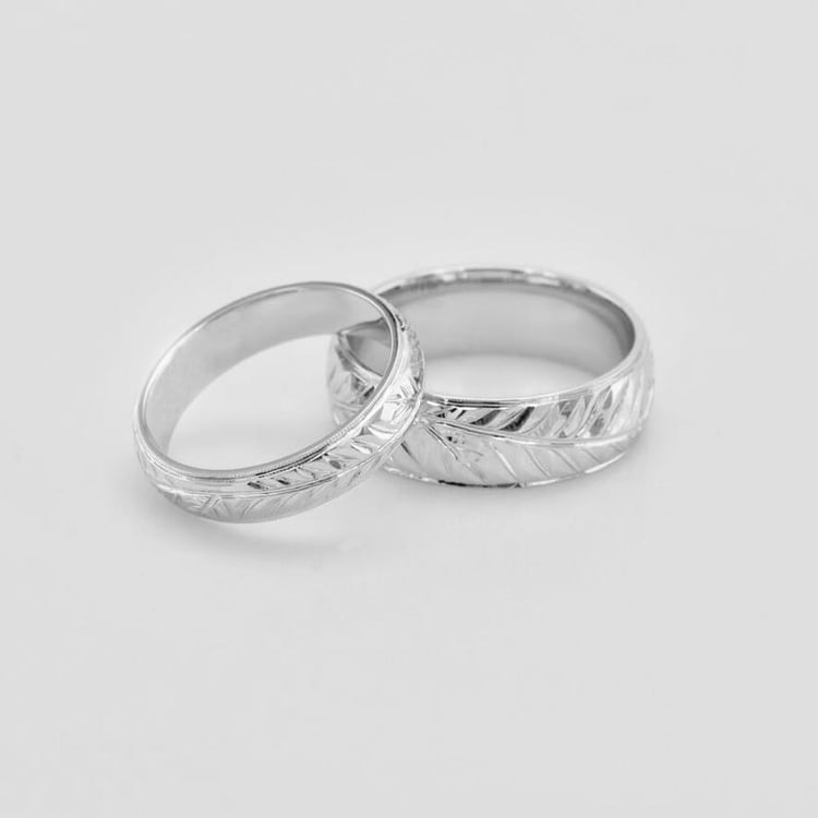 Vintage snubní prsteny s gravírem větvičky 69094