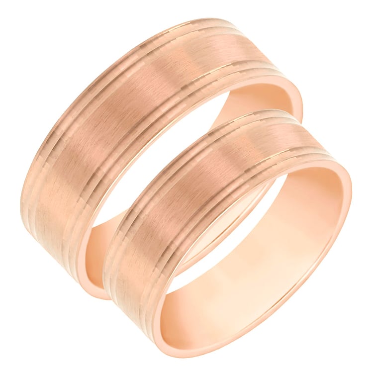 Ploché růžové snubní prteny 60645