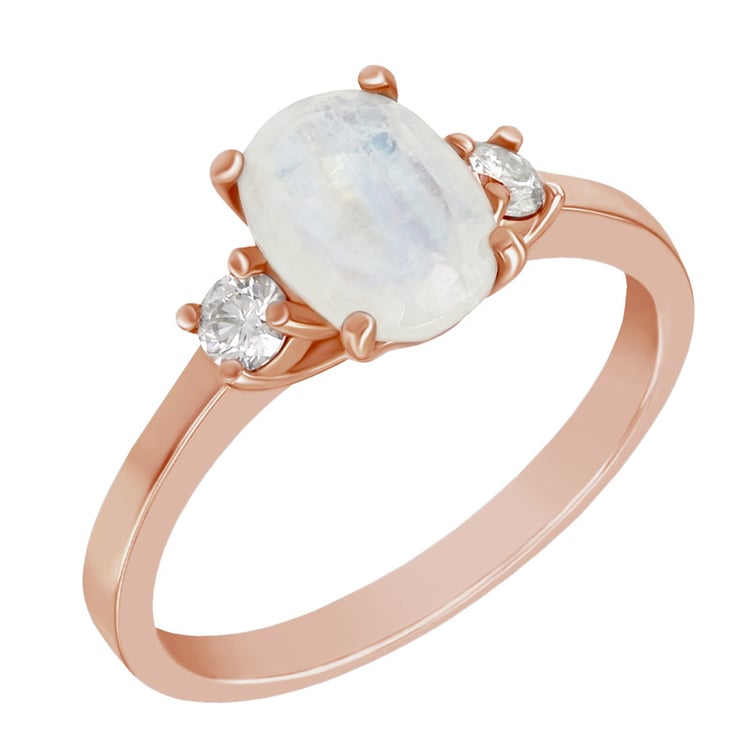 Zlatý prsten s moissanity a s měsíčním kamenem 58172