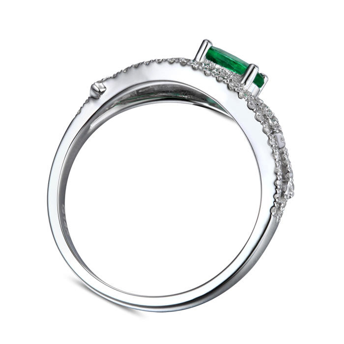 Prsten z bílého zlata se smaragdem 3629