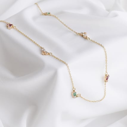 Cluster náhrdelník s barevnými drahokamy Ditte