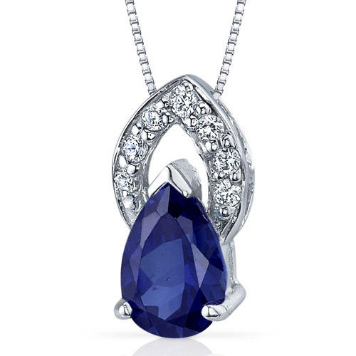 Stříbrný náhrdelník s modrým safírem 3043