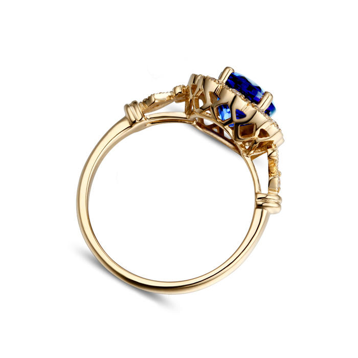 Zlatý vintage prsten s tanzanitem 3654